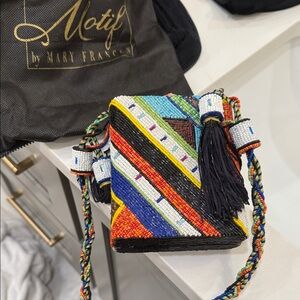 Mary Frances Vibrant Beaded Mini Bag w/ dust cover bag